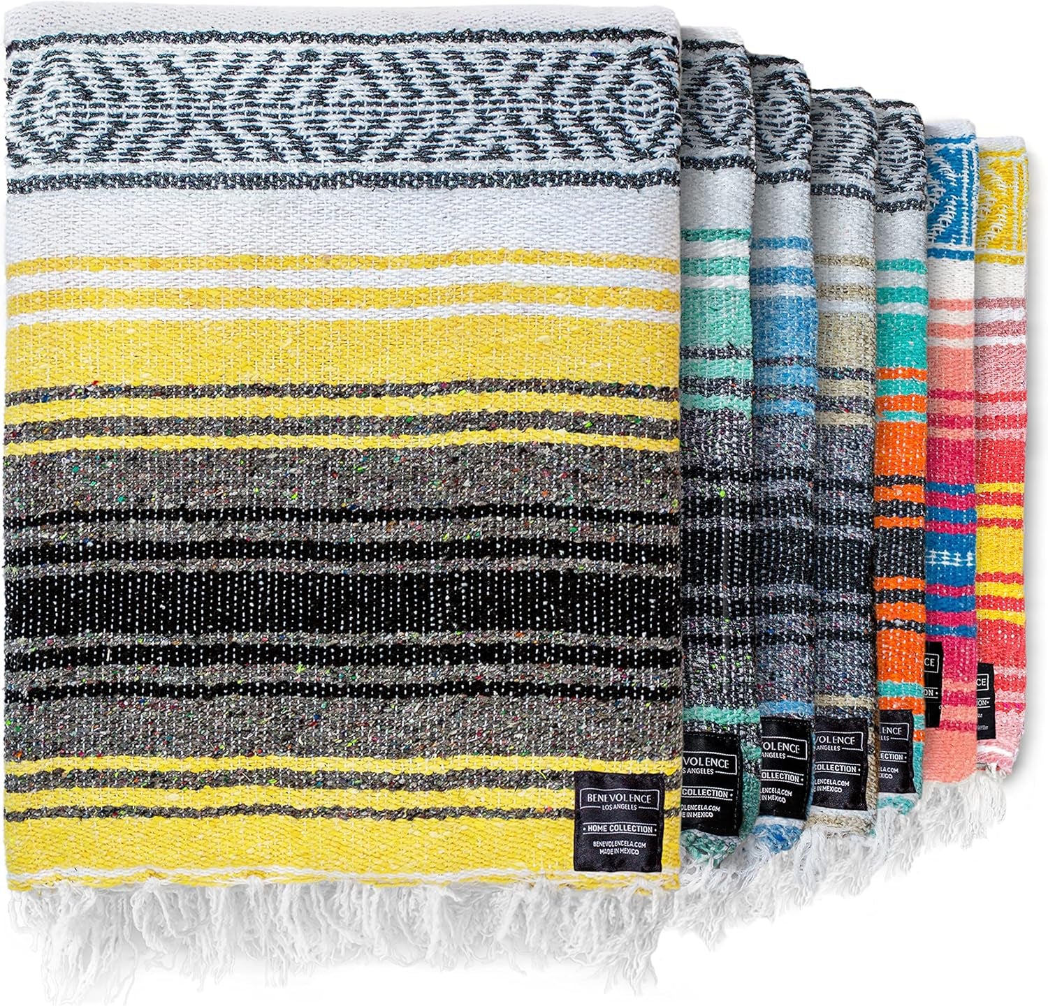Authentic Handwoven Mexican Blanket | Yoga Blankets, Outdoor, Picnic, Beach, Camping | Equestrian Saddle | Serape 50X70 Inches - Sunshine, Pack of 1