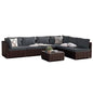 7 -Piece Rattan Patio Conversation Set with Beige Cushions