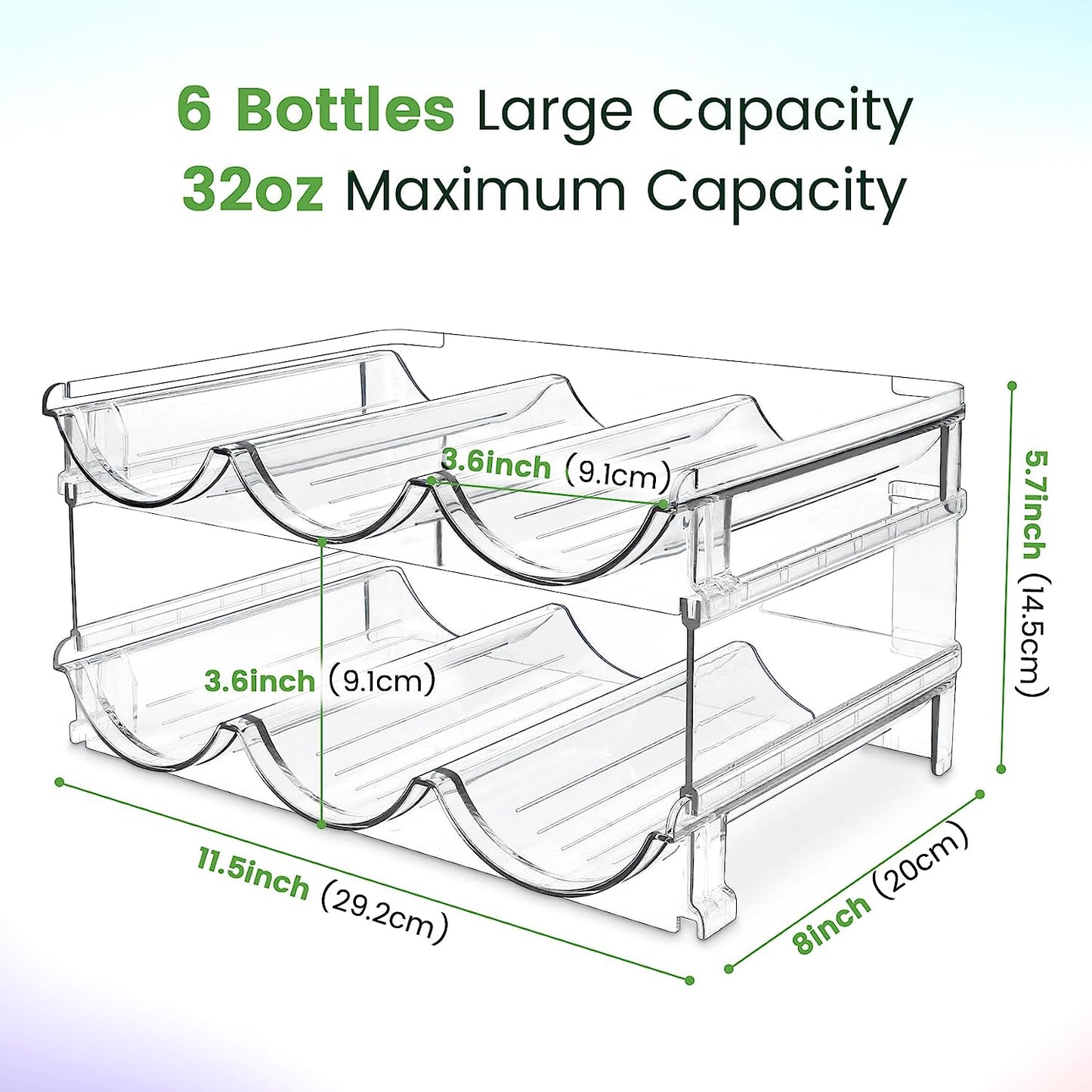 Water Bottle Organizer for Cabinet, Water Bottle Storage Organizer, 2 Packs Water Bottle Storage Rack, Water Bottle Holder for Cabinet, Stackable Water Bottle Storage Rack